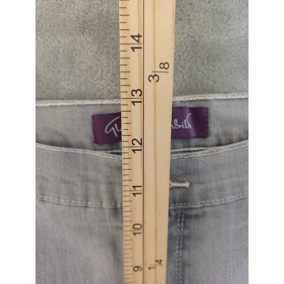 Gloria Vanderbilt Amanda Gray Jeans Sz 14S Short Crop Frayed Hem Straight Leg - Picture 5 of 12